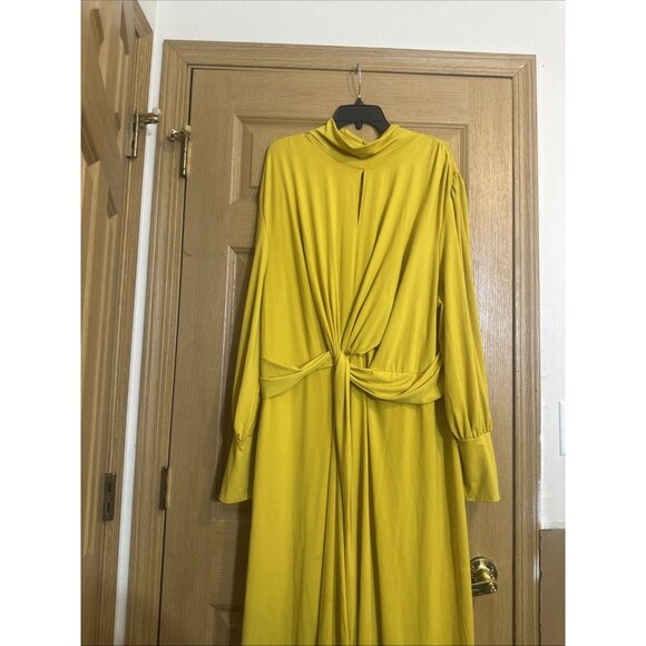 Eloquii Women’s Size 26 Yellow Long Sleeve Knot Front Midi Dress - Picture 2 of 11